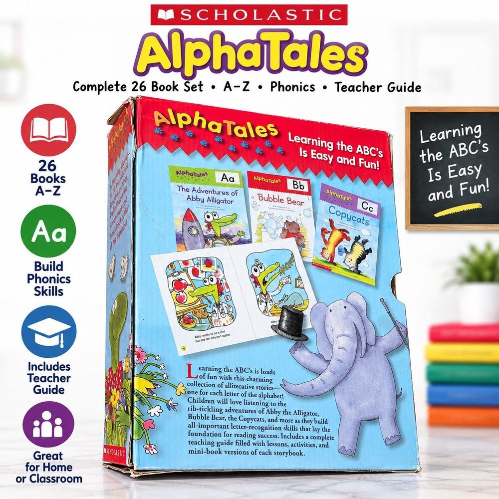 Scholastic AlphaTales Complete 26 Book Set A-Z Phonics Teacher Guide